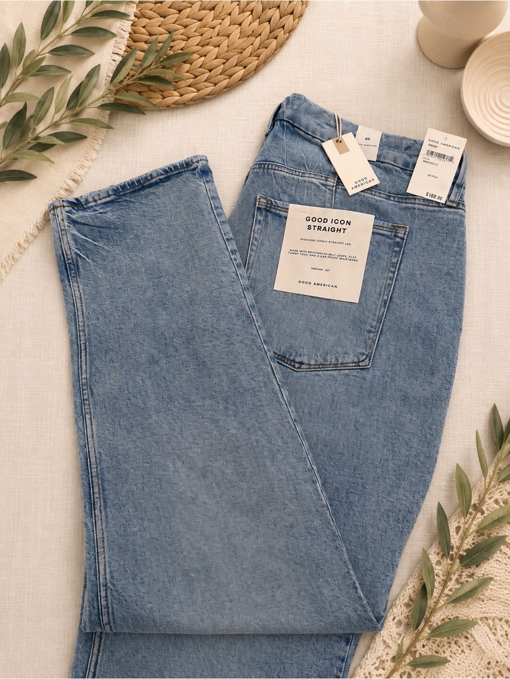NWT Good American Good Icon Straight Indigo712 Jeans Size 20 Plus